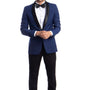 Sterling Collection: Blue Indigo Tuxedo with Black Satin Shawl Lapel – Slim Fit