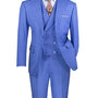 Classique Collection: Blue 3 Piece Solid Color Single Breasted Modern Fit Suit