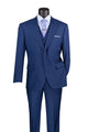 Classique Collection: Navy 3 Piece Solid Color Single Breasted Modern Fit Suit