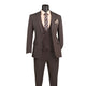 Mavix Collection: 3-Piece Modern Fit Suit with Built-In Pocket Square and Lapel Pin in Brown