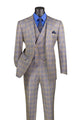 Elegancia Collection: Blue 3 Piece Windowpane Single Breasted Modern Fit Suit