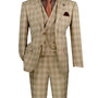 Elegancia Collection: Modern Fit 3-Piece Suit with Single-Breasted Jacket In Khaki