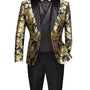 Province Collection: Modern Fit Suit with Matching Bowtie in Black And Gold