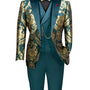 Province Collection: Modern Fit Suit with Matching Bowtie in Emerald and Gold