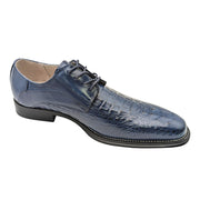 Luxe Allure: Cobalt Crocodile Inspired Leather Lace Dress Shoes