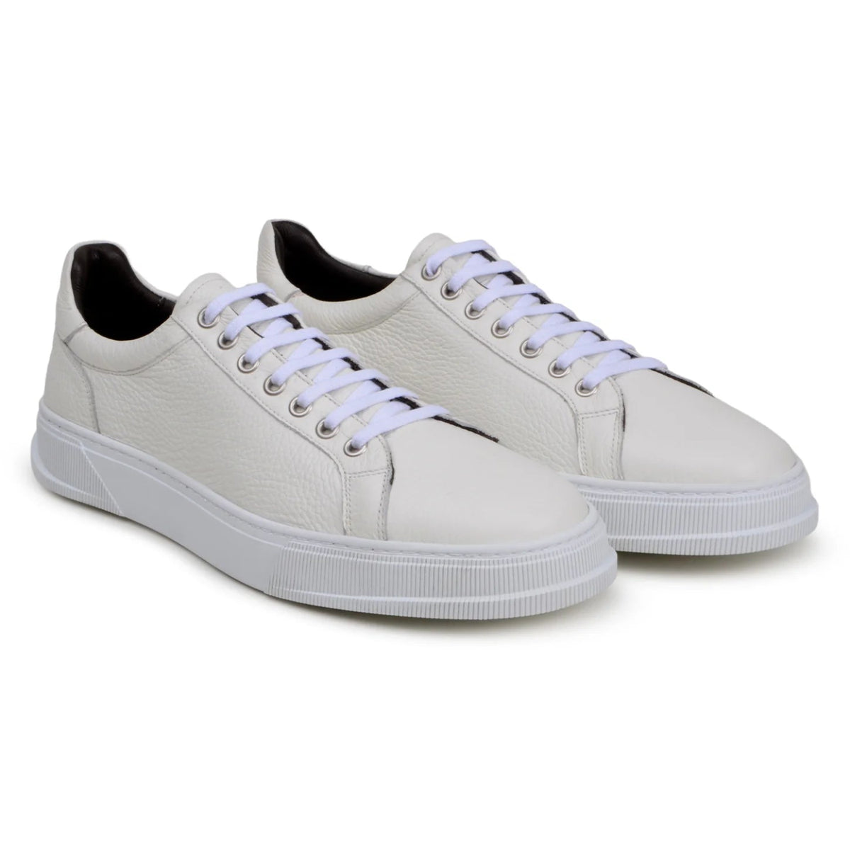 Pair of white Italian deerskin bit loafers