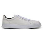 Side view of white Italian deerskin bit loafer