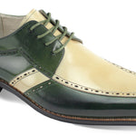 Two Tone Leather Lace Dress Shoes for Distinctive Men in Olive & Beige