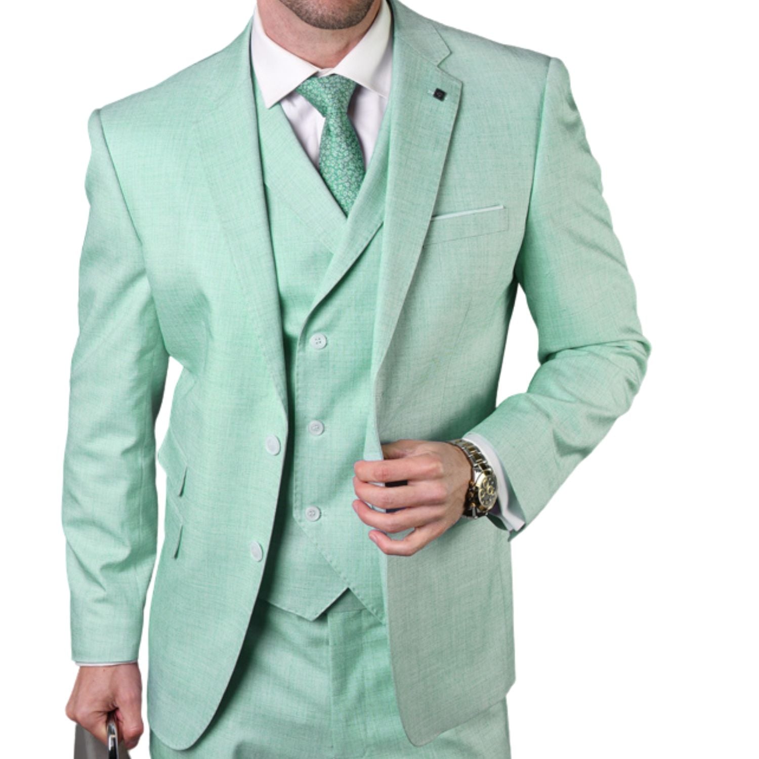 Men's Mint 3-Piece Tailored Fit Wool Suit – Suits & More