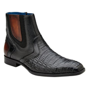 Belvedere Monte Genuine Caiman Crocodile & Italian Leather Ankle Boots in Black