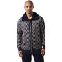 Frost Crystals Collection: Men's Navy Modern Cut Sweater with Faux Fur Trim