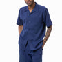 Extenuate Collection: Men's Solid Tone on Tone 2-Piece Walking Suit Shorts Set in Navy