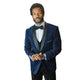 Janus Collection: 2 PC Navy Velvet Suit with Bow Tie