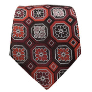 Men's Floral Hexagon Necktie - Burgundy