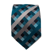 Men's Checker Pattern Necktie - Teal
