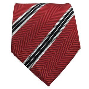 Vivid Vector Collection: Red Geometric Tie with Contrasting Stripes
