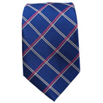 Classic Allure Collection: Blue Diamond Pattern Tie With Pink And Grey Stitching