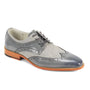 Luxe Linen & Leather Classics - Grey Wingtip Lace Shoes with Linen Upper