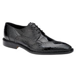 Belvedere Genuine Ostrich & Eel Leather Lining Men's Shoes in Black - Nino