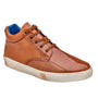 Genuine Ostrich & Soft Italian Calf Leather Ankle Sneakers in Antique Walnut Brown