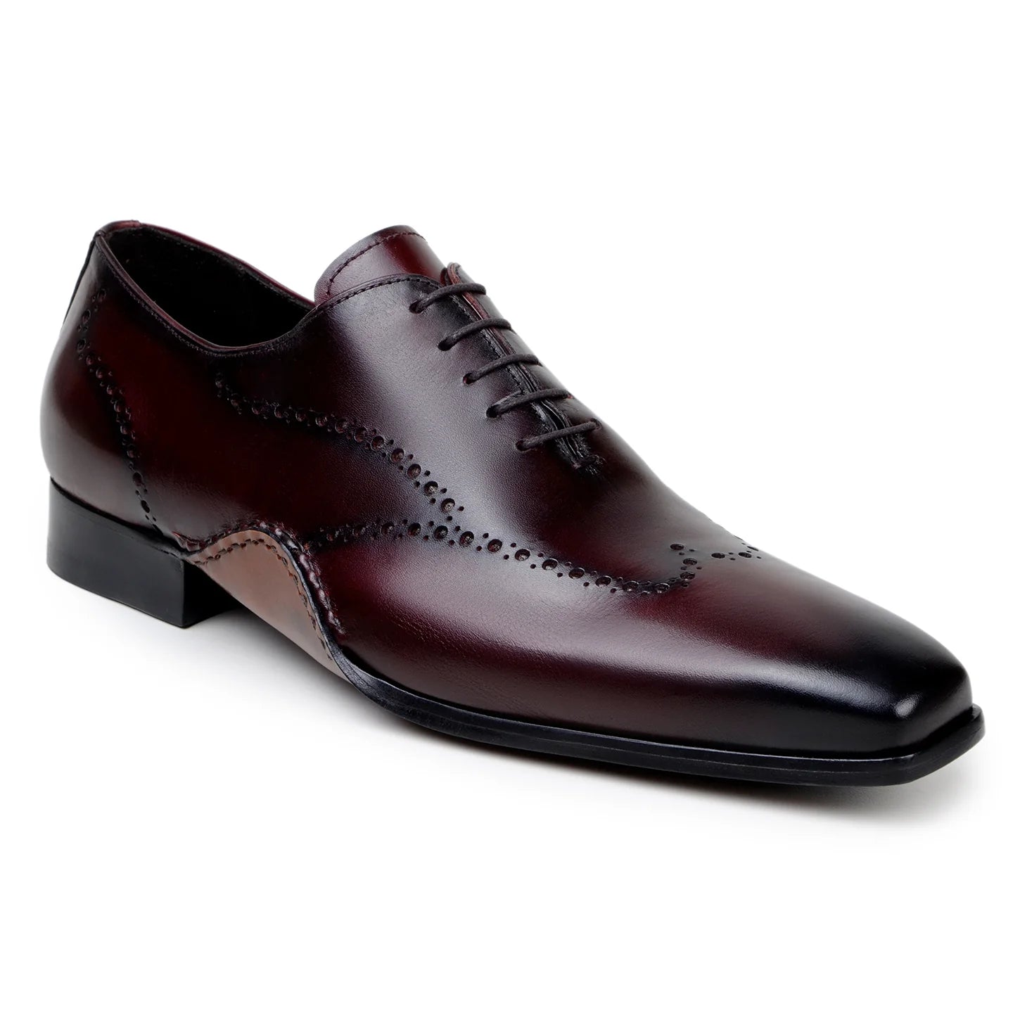 burgundy italian calf leather lace up dress shoe side view