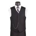 Terra Collection: Black Solid Color Single Breasted Slim Fit Vest