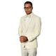 3-Piece Off White Tuxedo with Bow Tie and Flat Front Pants - Off White