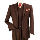 brown 3-piece modern fit poplin suit with vest, jacket 