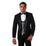 Quantum Collection: Black Tailored Fit Tuxedo, 3-Piece with Flat Front Pants and Bow Tie