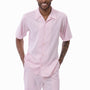 Extenuate Collection: Men's Solid Tone on Tone 2-Piece Walking Suit Shorts Set in Pink