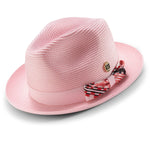 Ritzyra Collection: Montique Weave Design Fedora Dress Hat In Pink