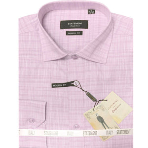 Men’s Pink Self-Textured Dress Shirt Modern Fit