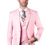 Qualitique Collection: Pink 3PC Modern Fit Suit with Double Breasted Vest