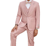 Lavellaby Collection: 3 Piece Men's Pinstripe Hybrid Fit Suit In Pink