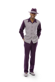 Blotchy Collection: Montique 2-Piece Plum Checkered Walking Suit 2367