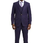 Glitzern Collection: Men's Purple Plaid Hybrid Fit 3 Piece Suit