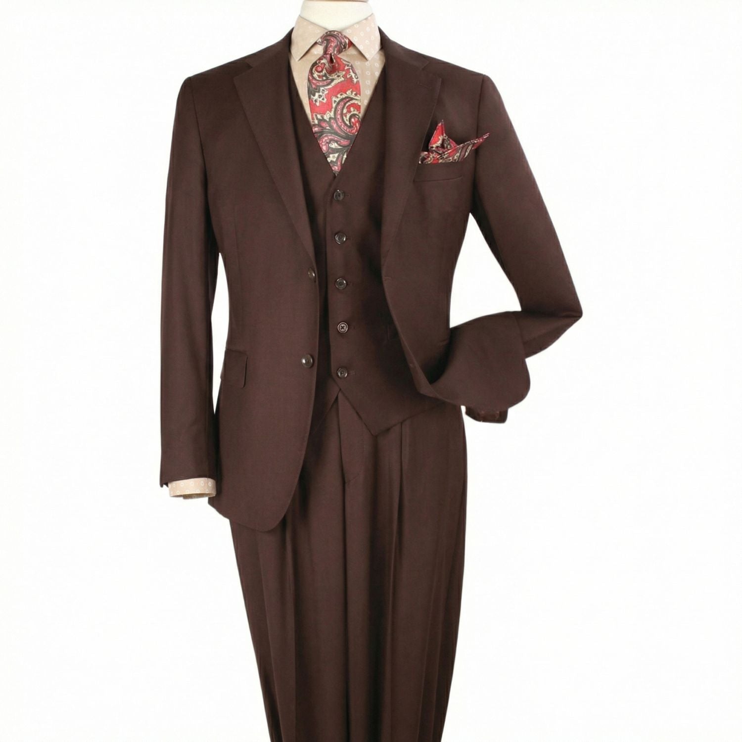 Men's Deep Taupe 3 Piece Suit Regular Fit Sharkskin – Suits & More