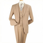 Luxury Wool Feel Camel Classic Fit 3-Piece Suit Set with Vest