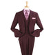 Luxury Wool Feel Burgundy Classic Fit 3-Piece Suit Set with Vest