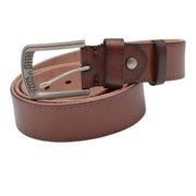 Hubble’s Collection: Brown Single Belt with Hammered-Metal Prong Buckle