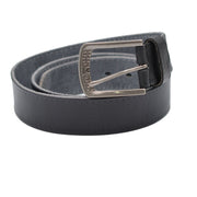 Hubble’s Collection: Black Single Belt with Hammered-Metal Prong Buckle