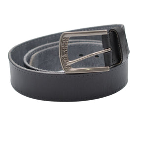 Men's Hammered-Metal Prong Buckle Dress Belt - Black