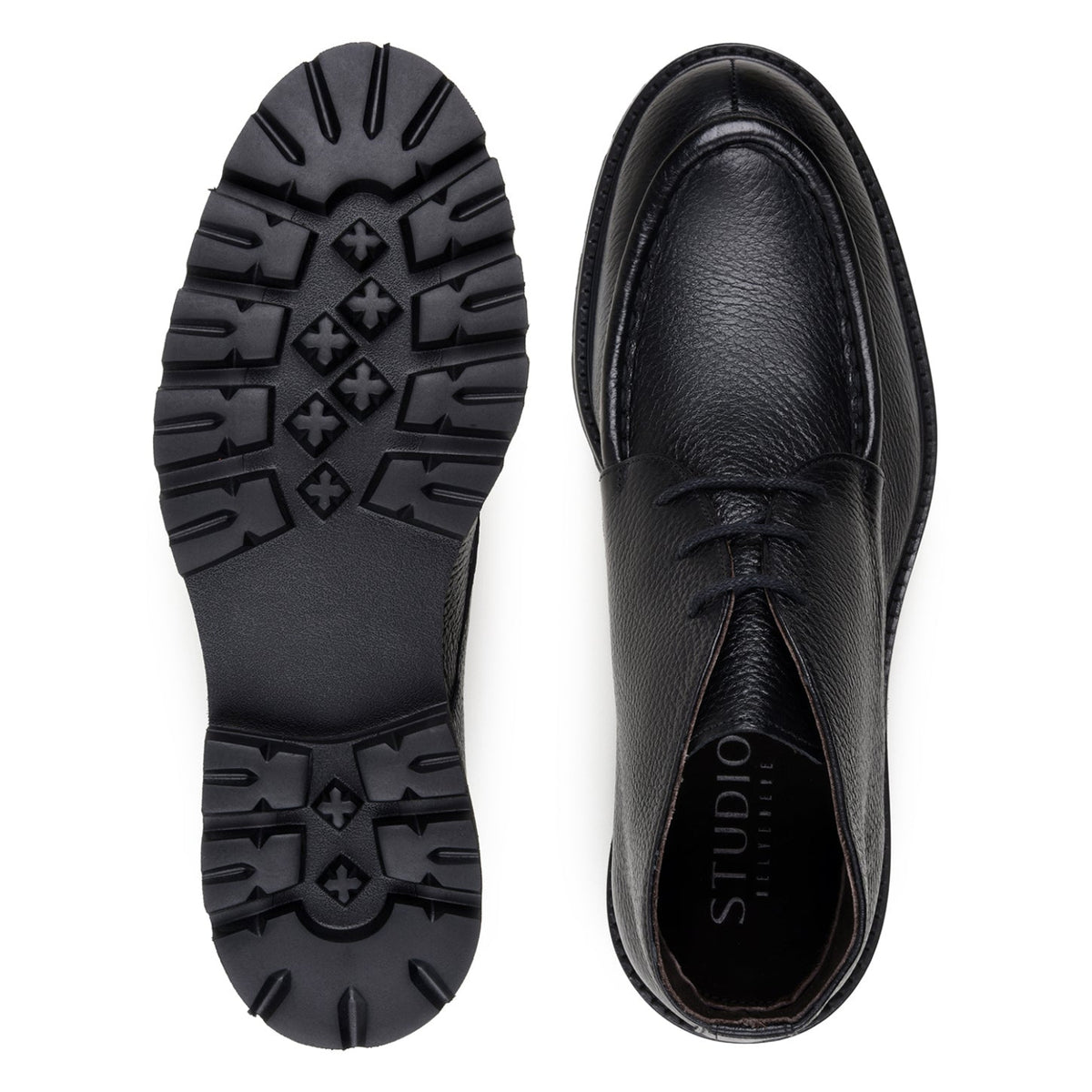 EVA lug outsole of black Belvedere chukka boot
