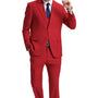 TempTrends Collection: 3 Piece Solid Slim Fit Suit For Men In Red