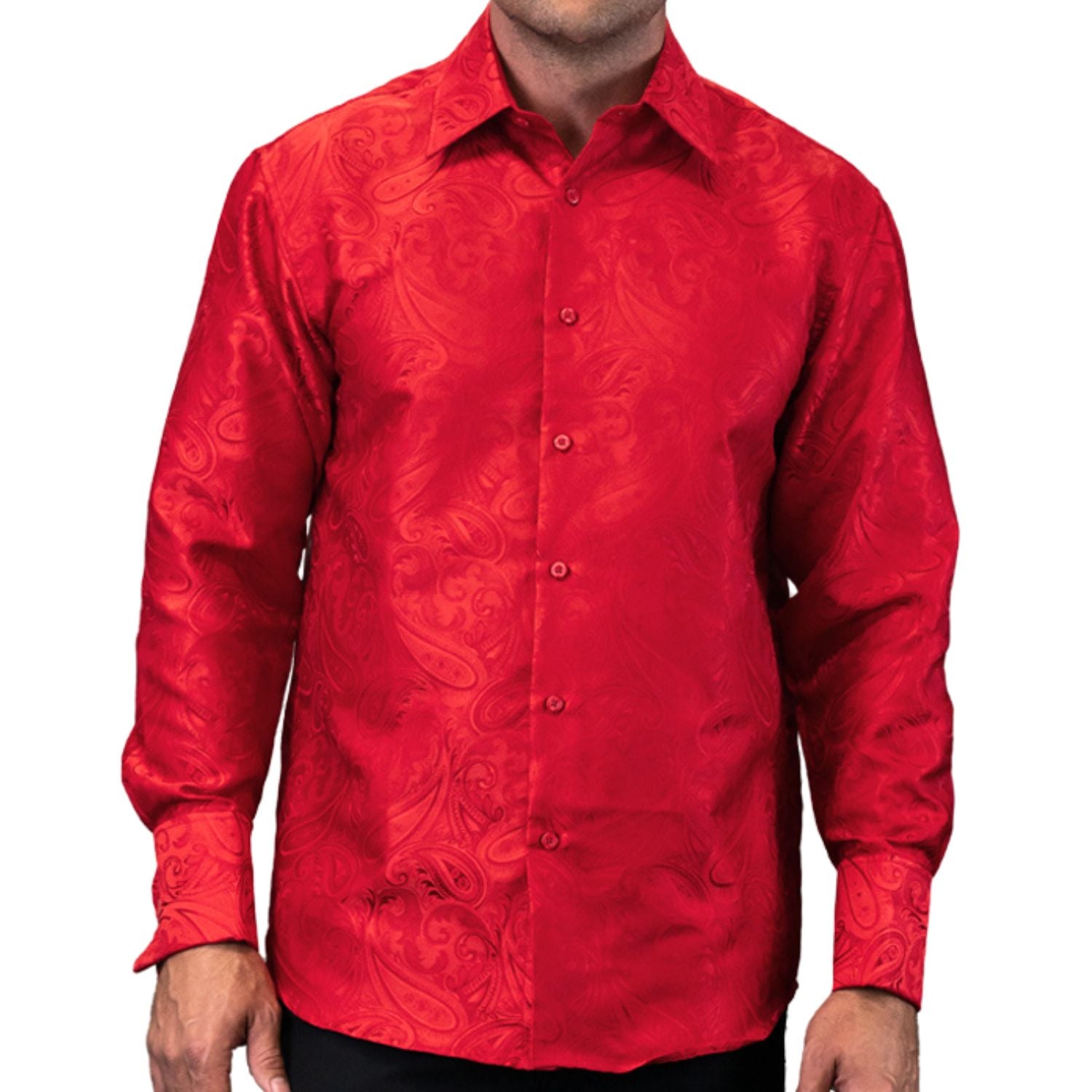red mens dress shirt Hfyihgf Men's Muscle Fit Shirts Wrinkle-Free Solid Long Sleeve Formal Business Casual Button Down Shirt(Red,M) dress clothes Red Designer Shirts for Men