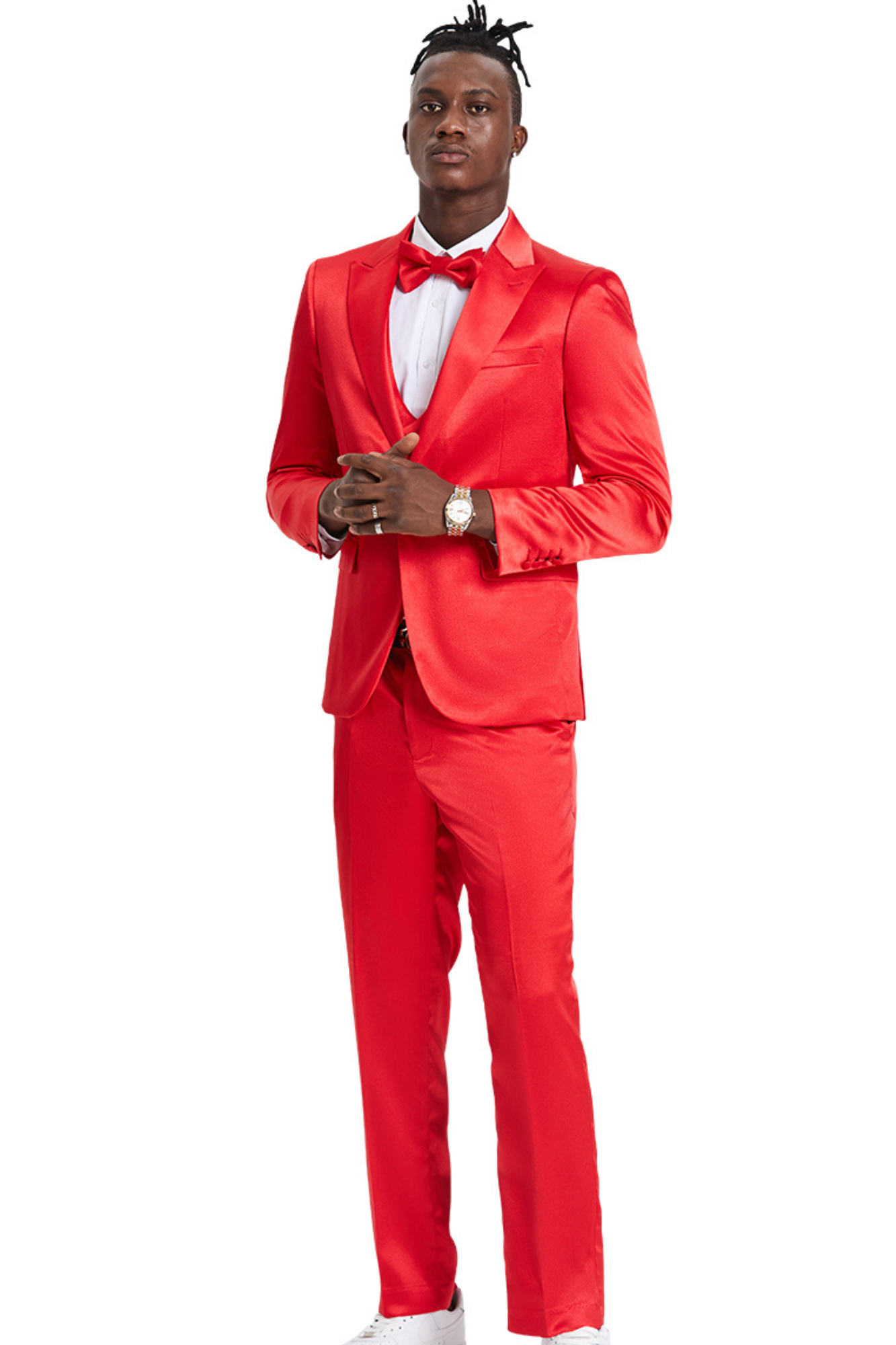 Tales Collection Mens Sharkskin 3 Pc Suit With Peak Lapel In Red Sl Suits And More 