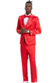 Tales Collection: Men's Sharkskin 3-Pc Suit with Peak Lapel In Red- Slim Fit
