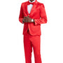 Tales Collection: Men's Sharkskin 3-Pc Suit with Peak Lapel In Red- Slim Fit