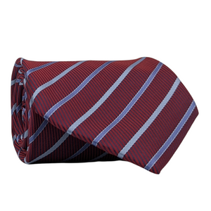 Men's Striped Silk Tie Red, Navy, and Lavender