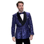 Trendish Collection: Sapphire 2-Piece Double Breasted Velvet Shawl Lapel Tuxedo